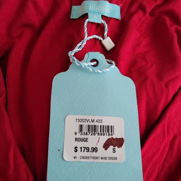 NWT!! Blue Illusion Designer Rouge Viscose Blend Women's Cap Sleeve Maxi Dress!! - Picture 11 of 11